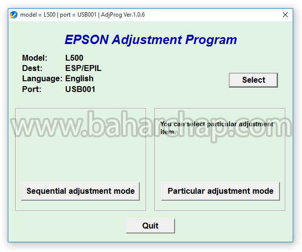 برنامه اصلی ریست اپسون l500