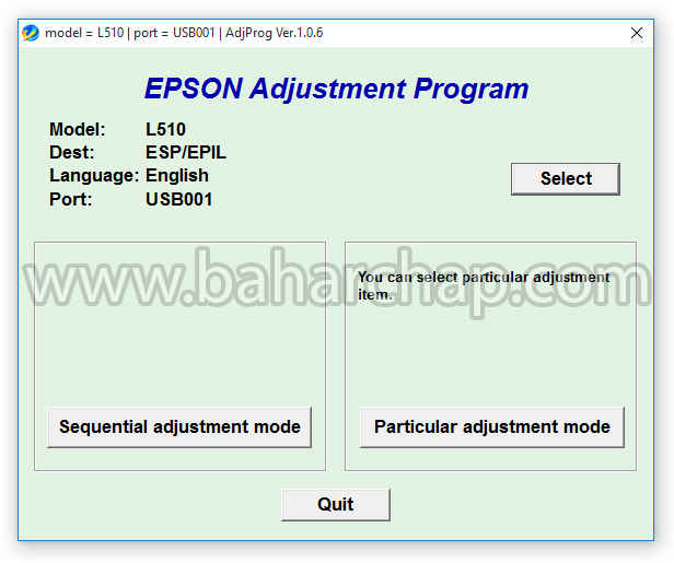 برنامه اصلی ریست اپسون l510