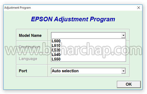 نرم افزار ریست چاپگر اپسون مدلهای L500-L510-L520-L540-L550